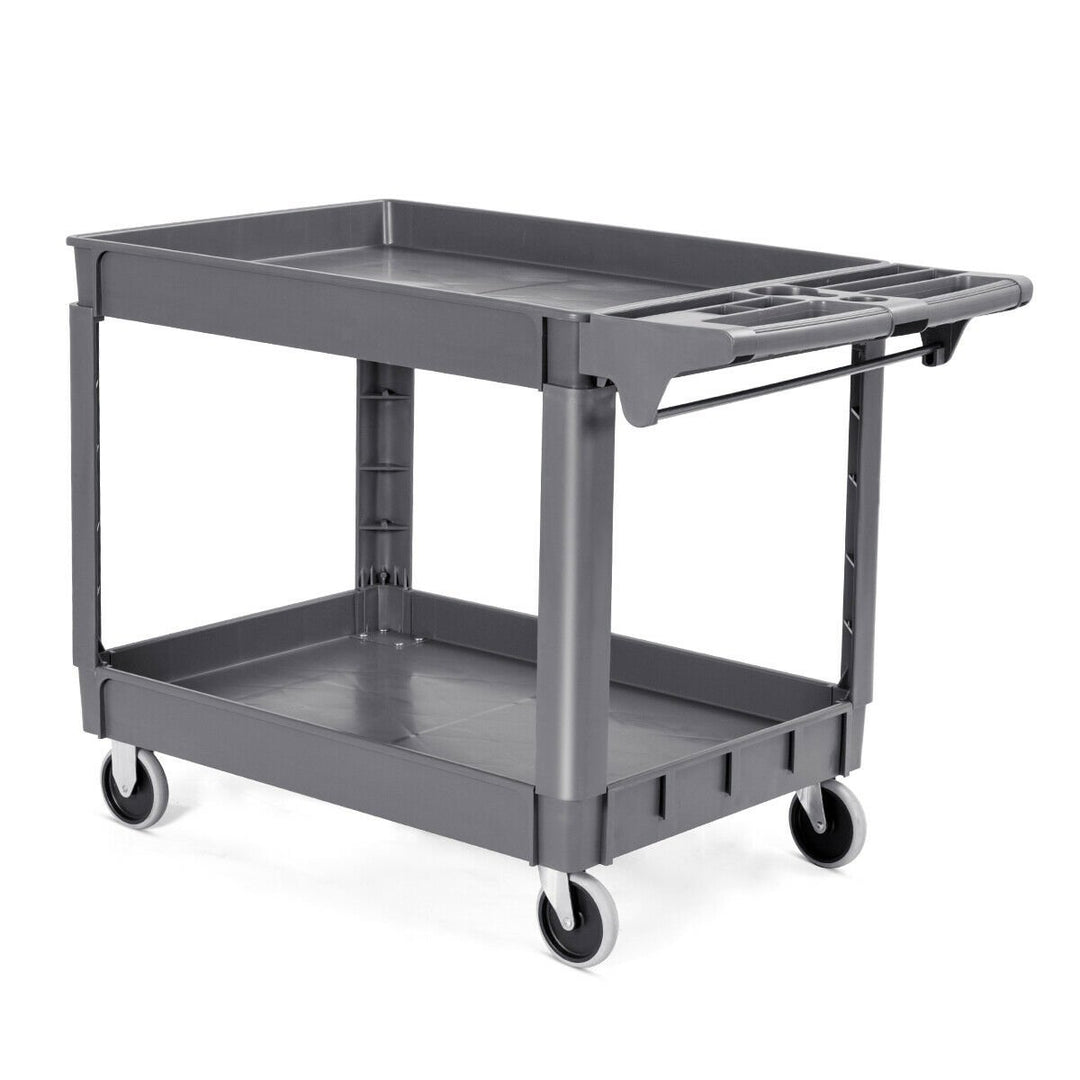 Plastic Utility Service Cart 550 LBS Capacity 2 Shelves Rolling 46 x 25 x 33 Image 8