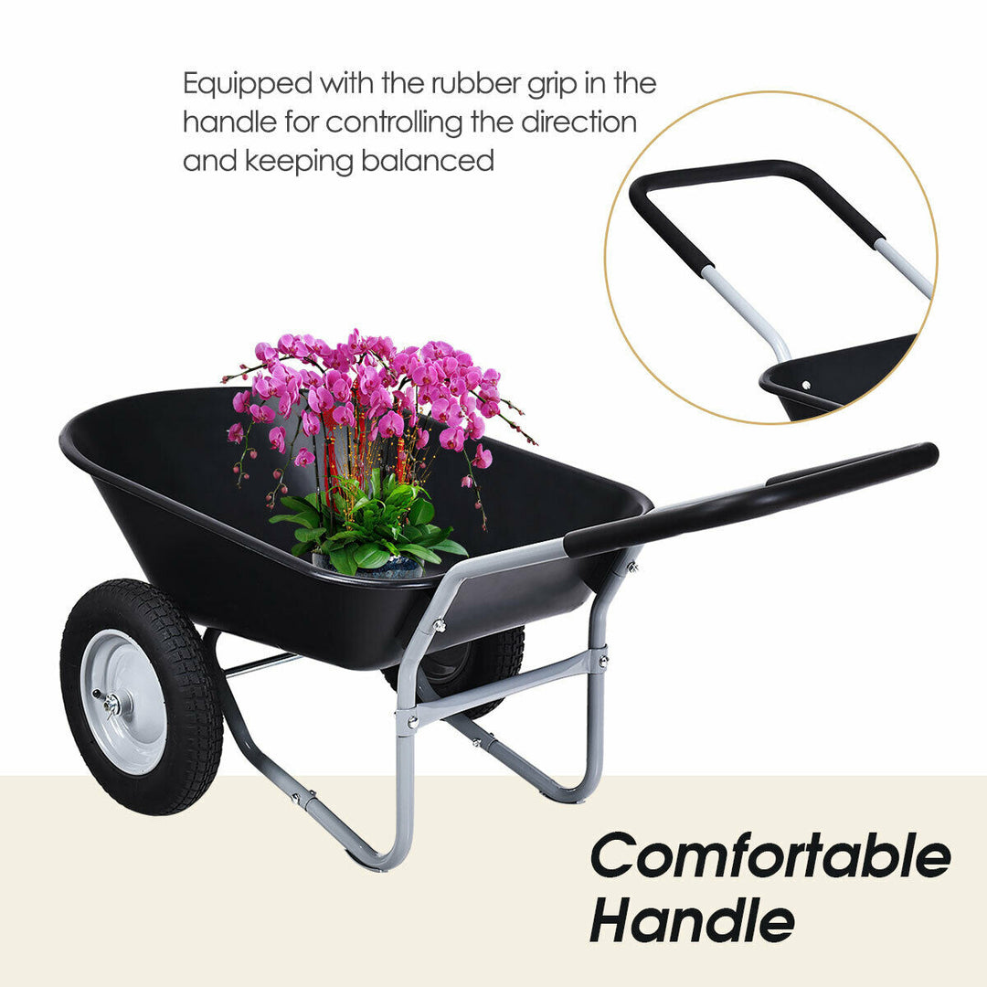 2 Tire Wheelbarrow Cart Heavy-duty Dolly Utility Cart Black Image 7