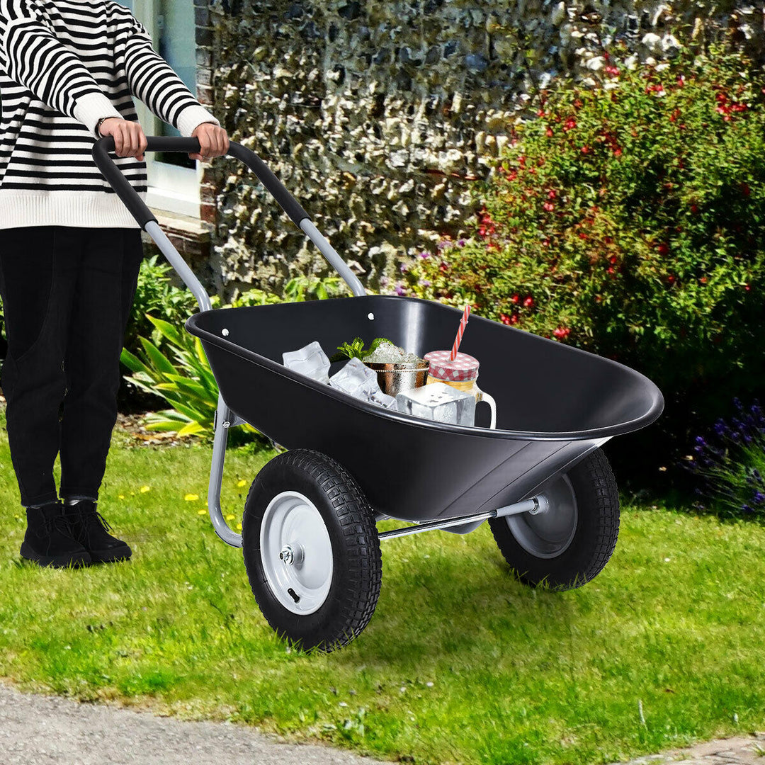 2 Tire Wheelbarrow Cart Heavy-duty Dolly Utility Cart Black Image 8