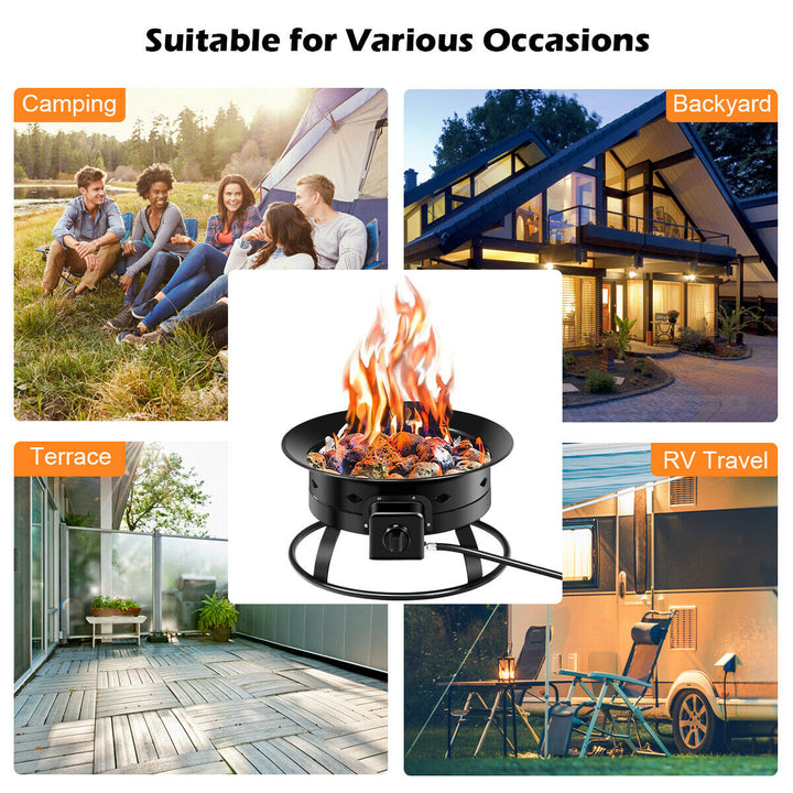 Portable Fire Pit Outdoor 58,000 BTU Propane Patio Lava Rocks Camping Events Image 6