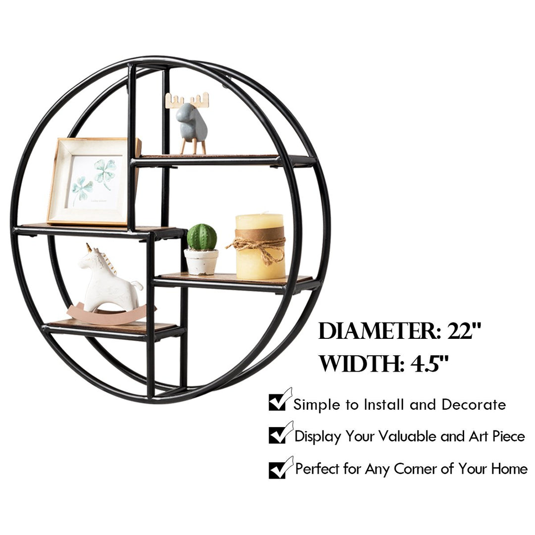 Hanging Storage Shelf Round Circular Wall-Mounted 4-Tier Rack Room Decoration Image 8