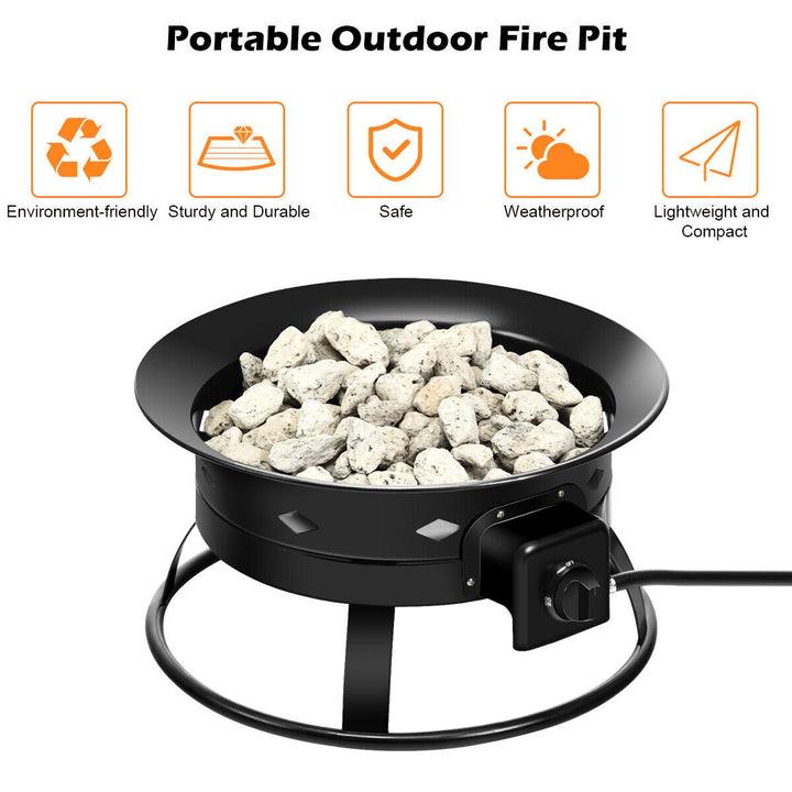 Portable Fire Pit Outdoor 58,000 BTU Propane Patio Lava Rocks Camping Events Image 8