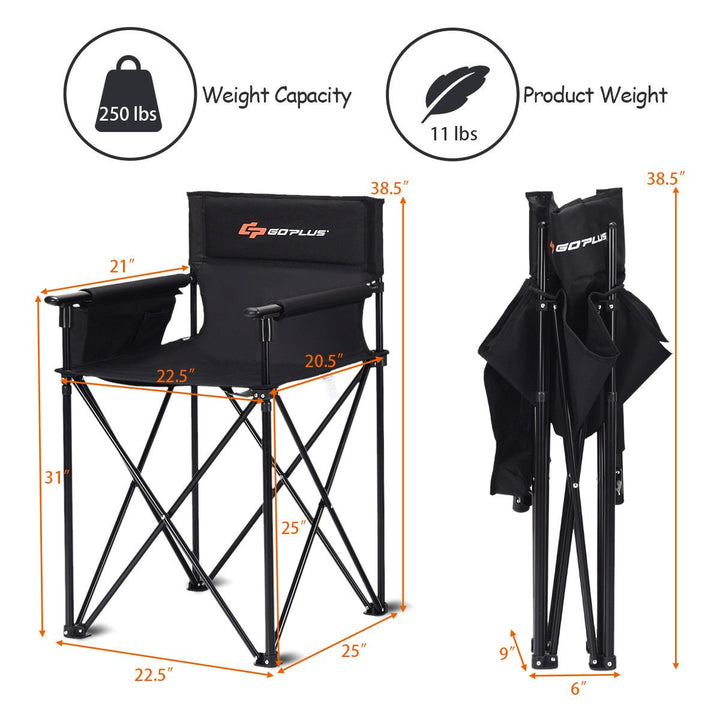 Portable 38 Oversized High Outdoor Beach Chair Camping Fishing Folding Chair Image 10