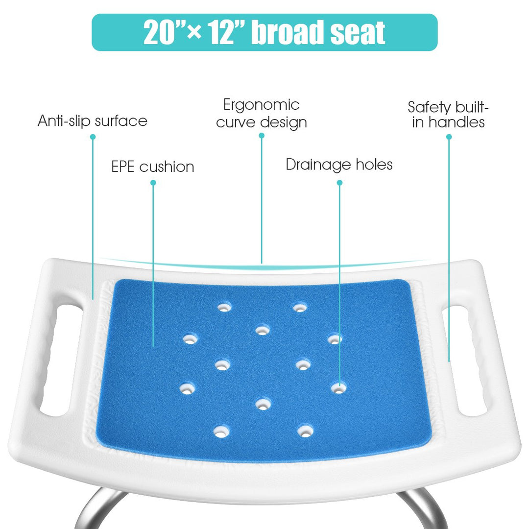 Shower Bath Chair 6 Adjustable Height Bathtub Stool Bench Non-Slip Padded Seat Image 10