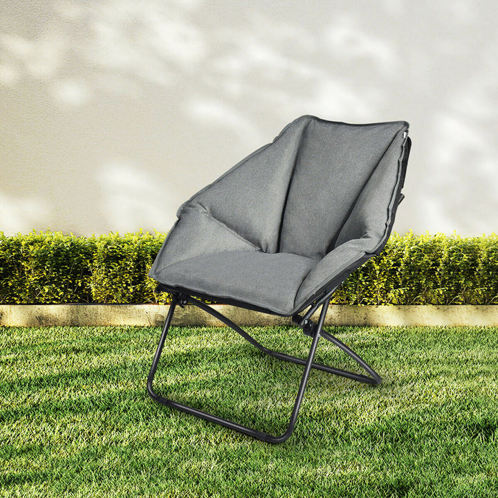 Folding Saucer Padded Chair Soft Wide Seat w/ Metal Frame Lounge Furniture Image 9