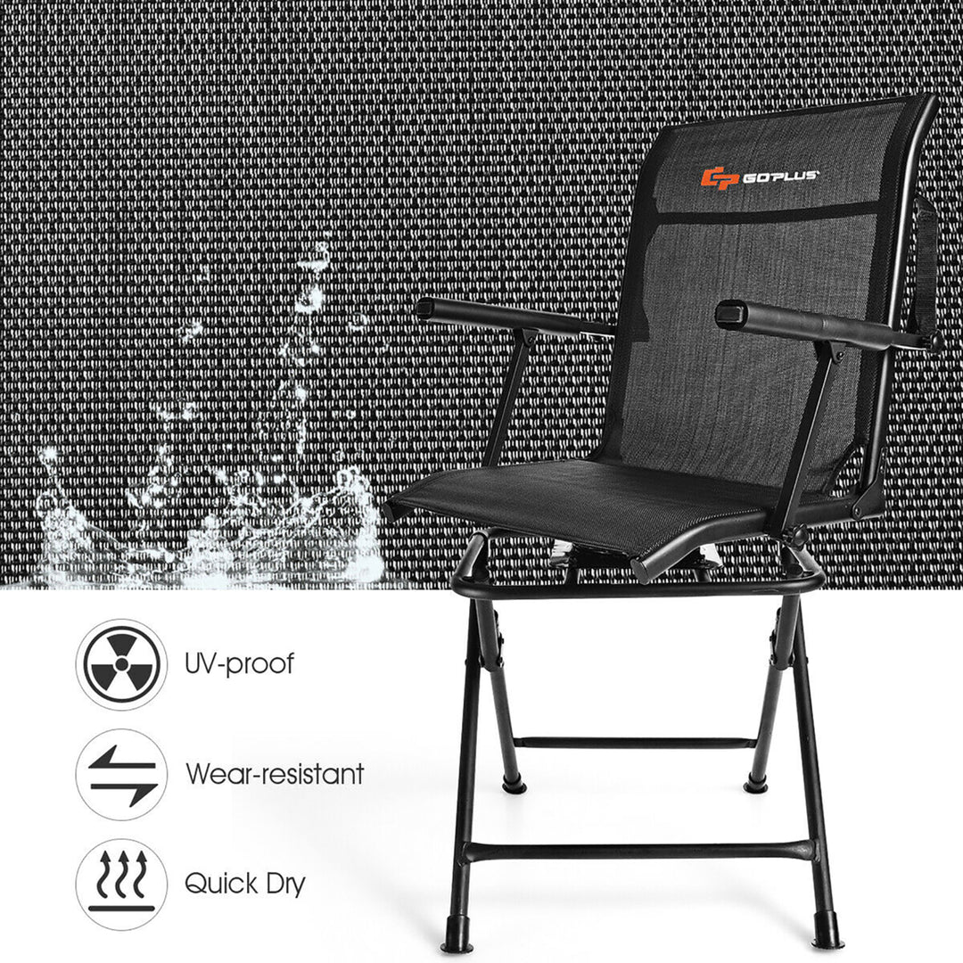 Swivel Hunting Chair Foldable Mesh Chair w/ Armrests for Outdoor Activities Image 8