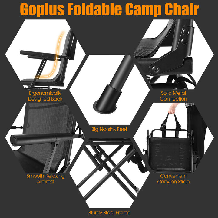 Swivel Hunting Chair Foldable Mesh Chair w/ Armrests for Outdoor Activities Image 9