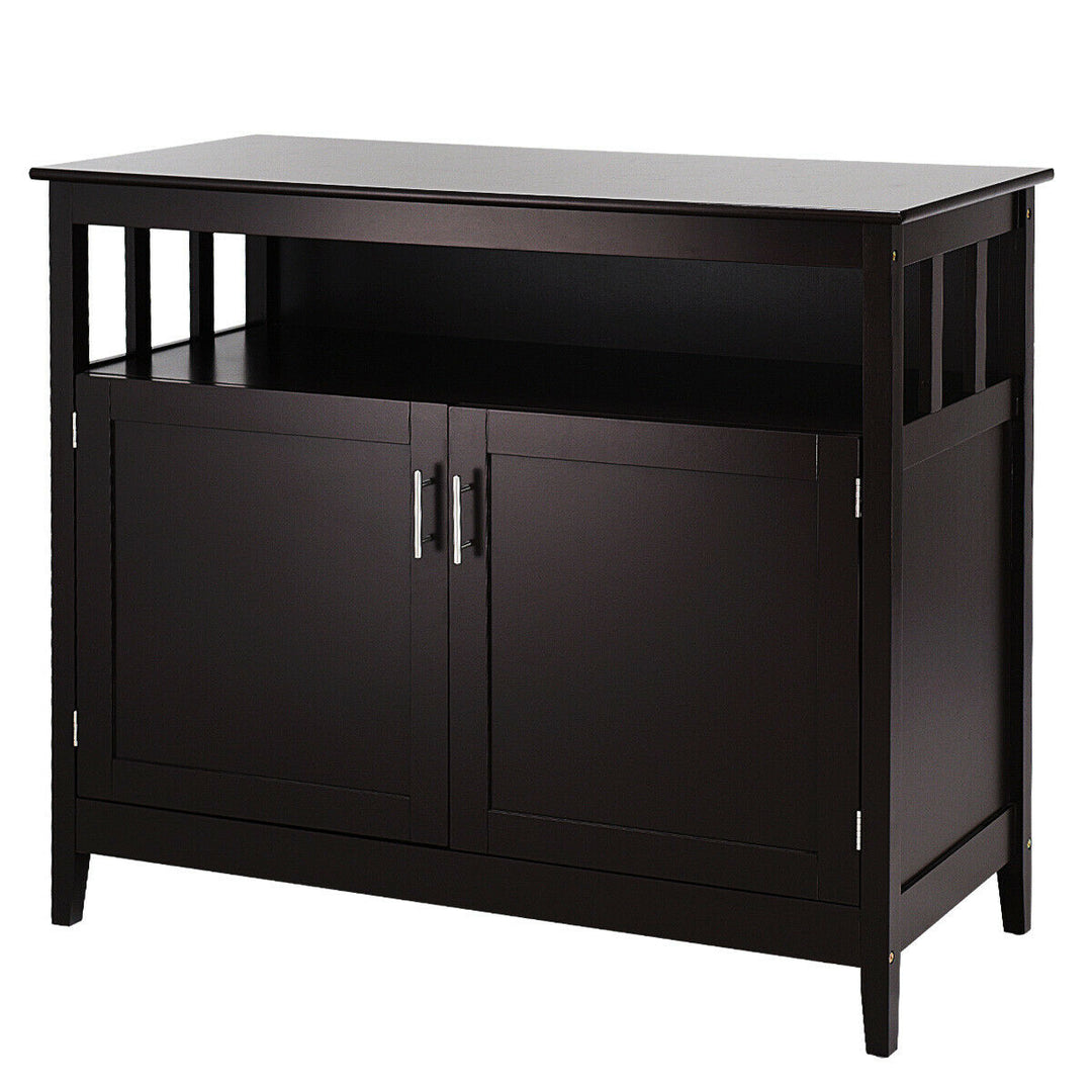 Modern Kitchen Storage 36" Height Cabinet Buffet Server Table Sideboard Dining Wood Brown Image 7