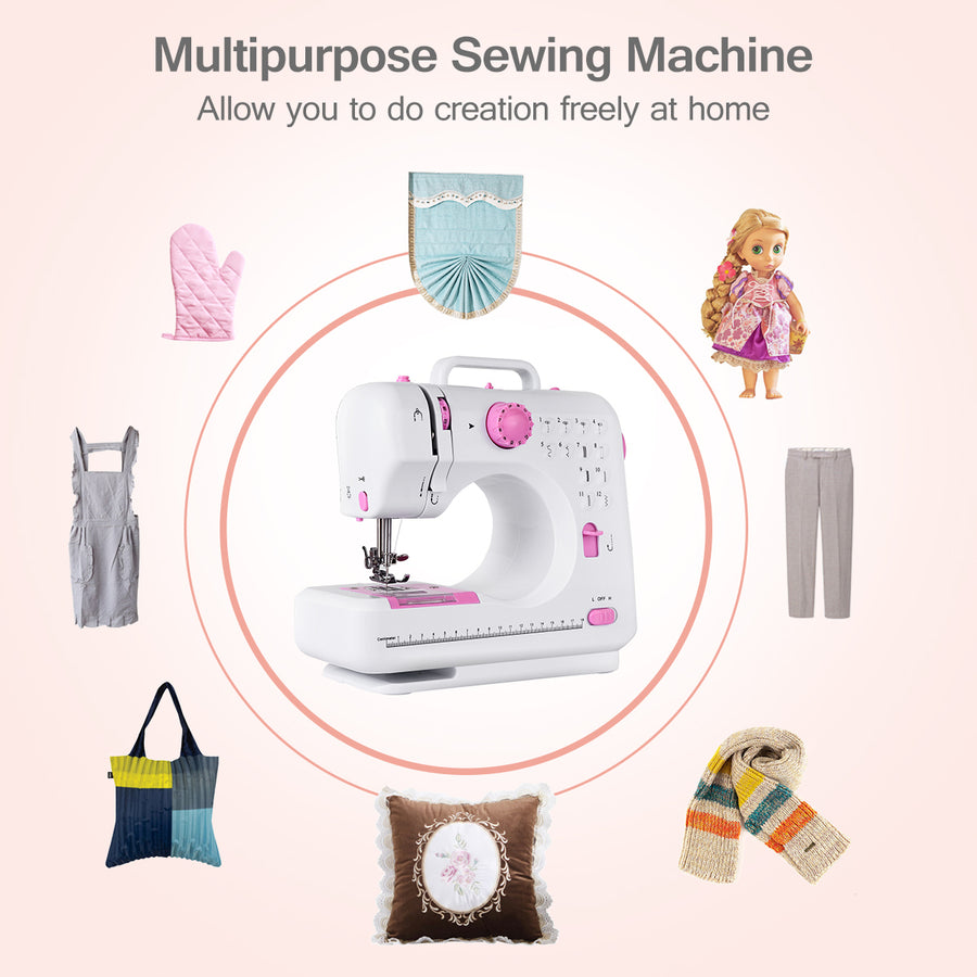 Sewing Machine Free-Arm Crafting Mending Machine with 12 Built-In Stitched White Image 1