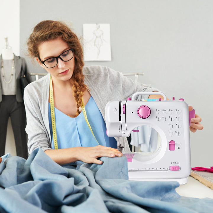 Sewing Machine Free-Arm Crafting Mending Machine with 12 Built-In Stitched White Image 4