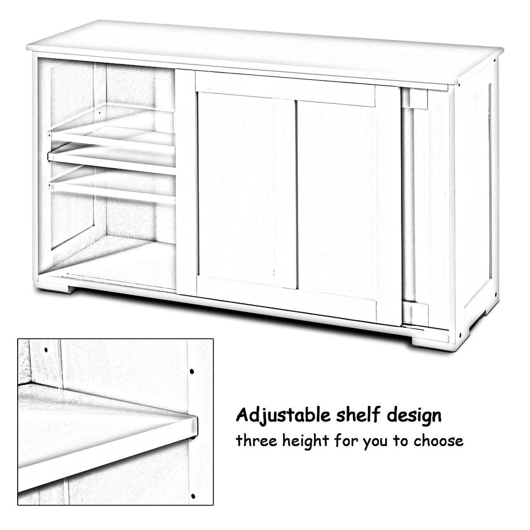 Kitchen Storage Cabinet Sideboard Buffet Cupboard Wood Sliding Door Pantry Brown Image 8