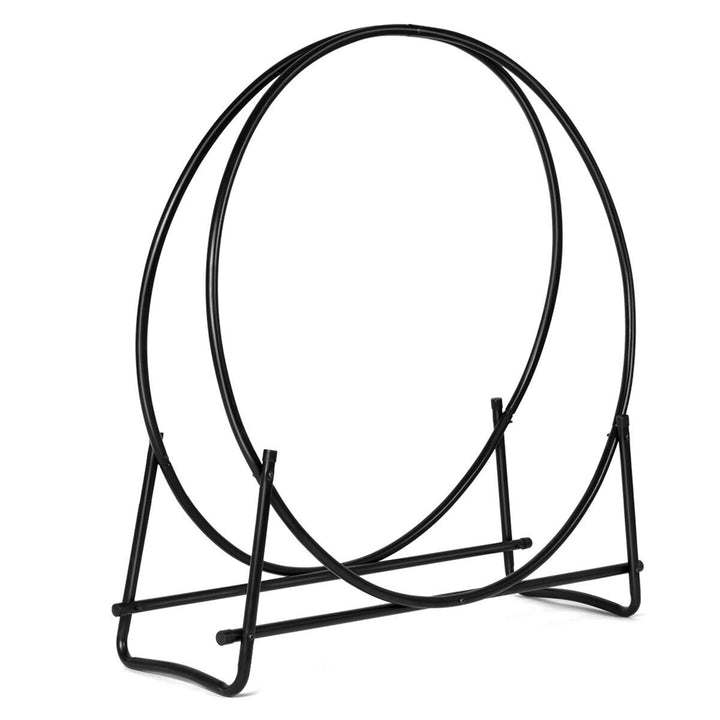 40-Inch Tubular Steel Log Hoop Firewood Storage Rack Holder Round Display Image 6