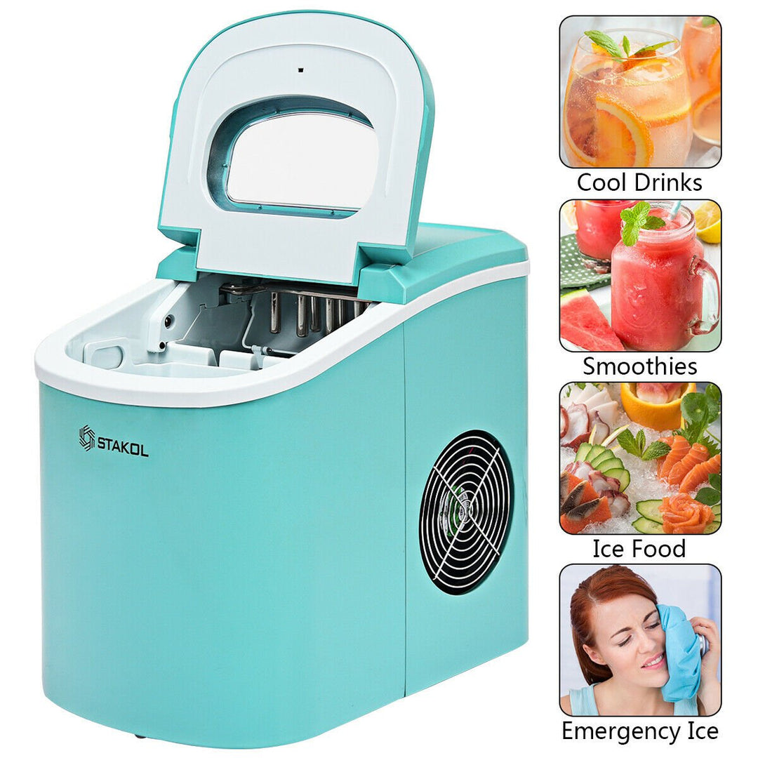 Stakol Portable Compact Electric Ice Maker Machine Mini Cube 26lb/Day Mint Green Image 6