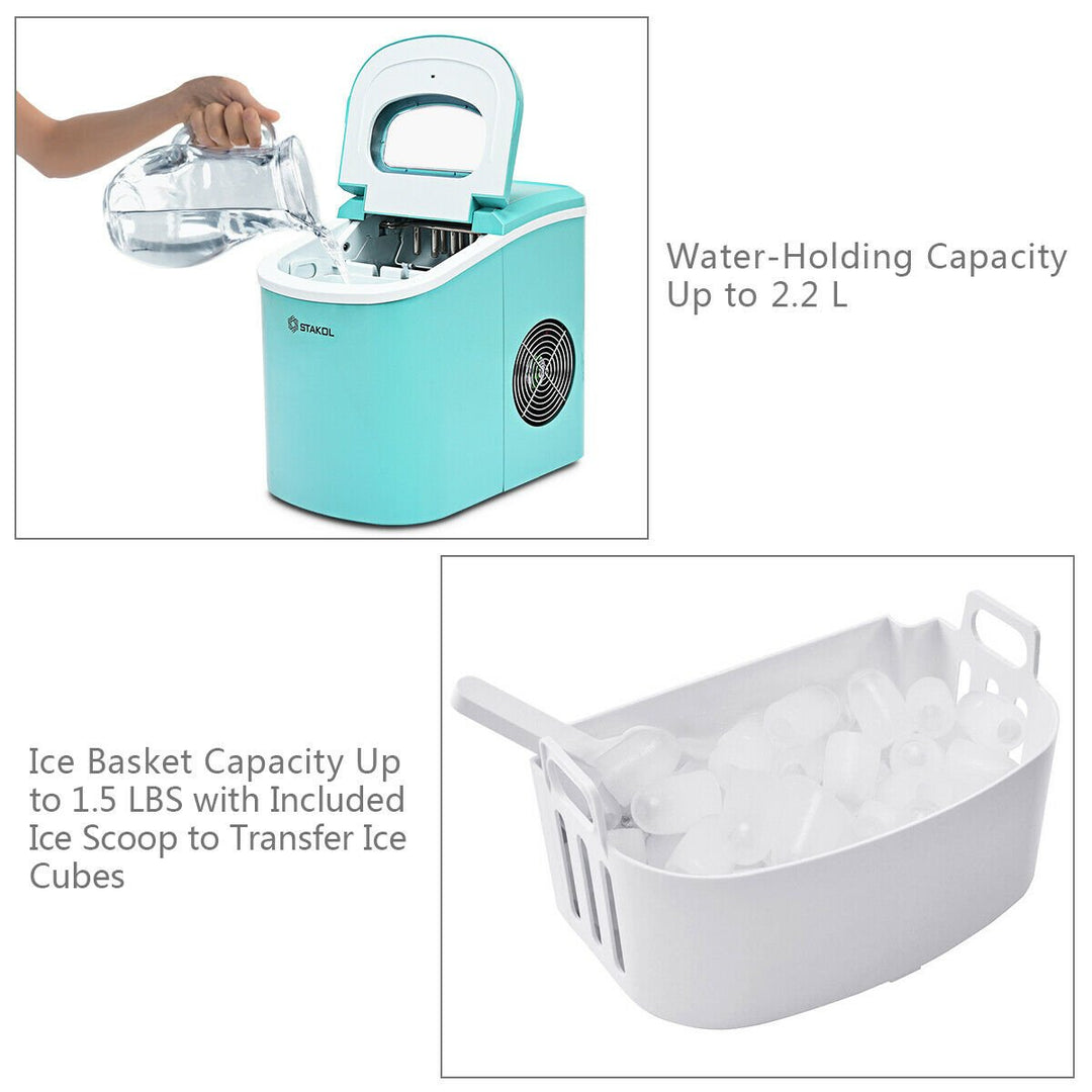 Stakol Portable Compact Electric Ice Maker Machine Mini Cube 26lb/Day Mint Green Image 7