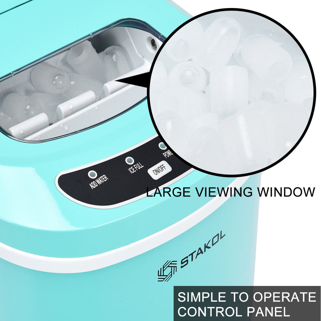 Stakol Portable Compact Electric Ice Maker Machine Mini Cube 26lb/Day Mint Green Image 10