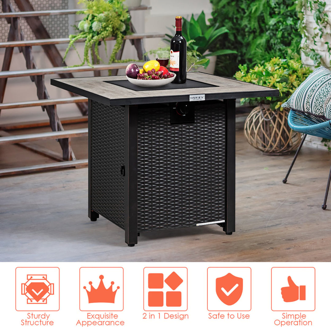 30 Square Propane Gas Fire Pit Table Ceramic Tabletop 50,000 BTU with Cover Image 6