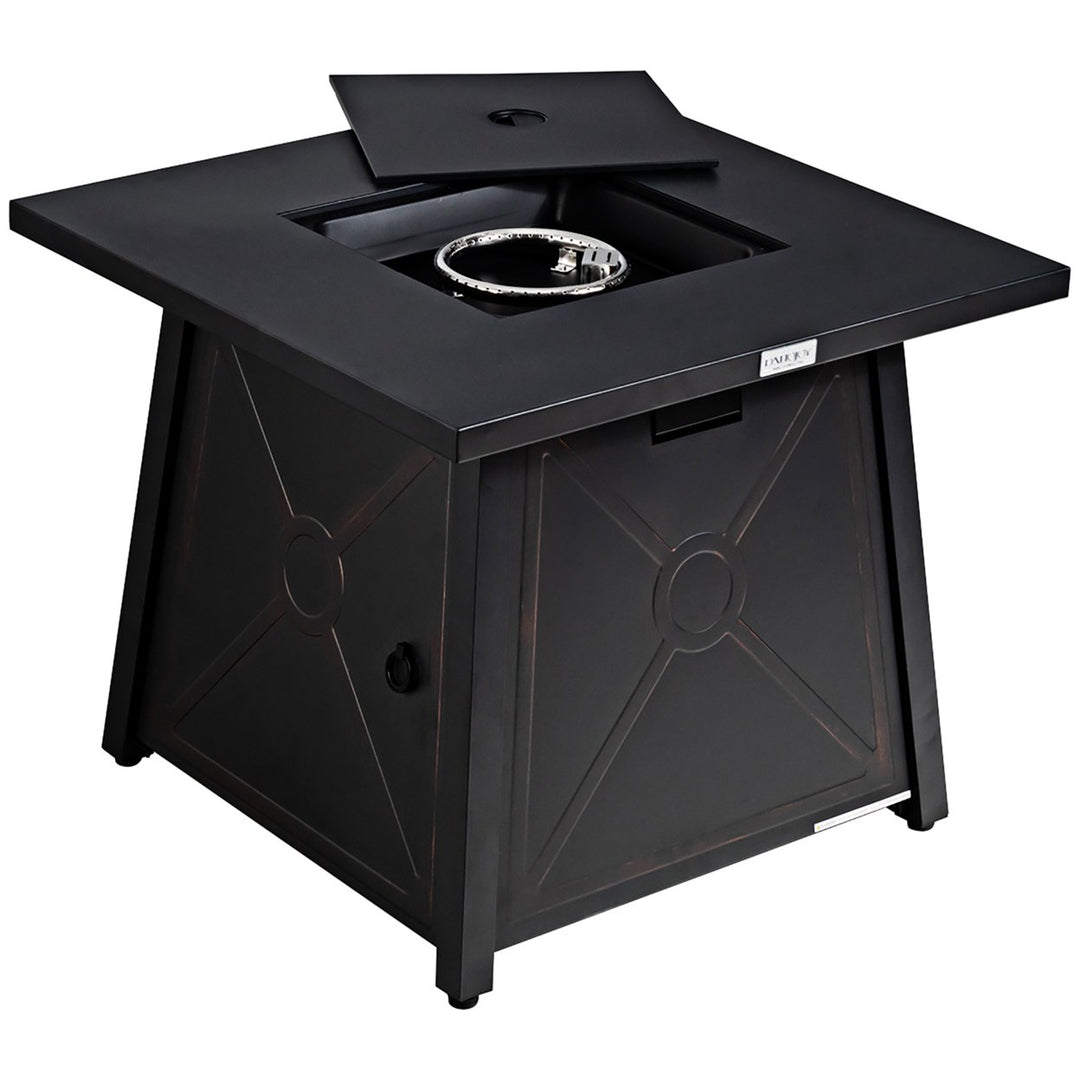 30 Square Propane Gas Fire Pit Table 50,000 BTU W/ Waterproof Cover Lava Rock Image 9