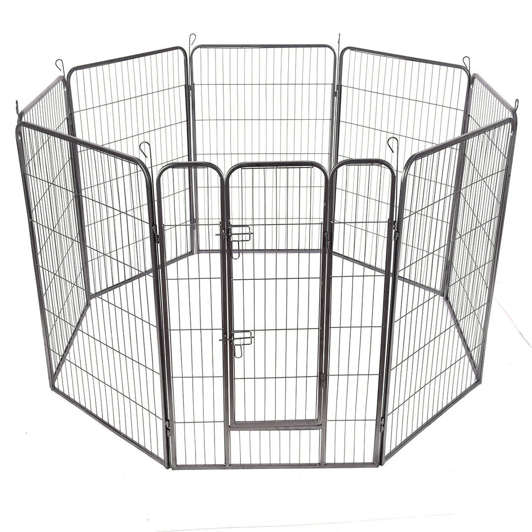 48 8 Panel Pet Puppy Dog Playpen Door Exercise Kennel Fence Metal Image 2