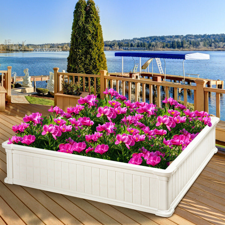 4 Pcs 48.5 Raised Garden Bed Square Plant Box Planter Flower Vegetable White Image 3