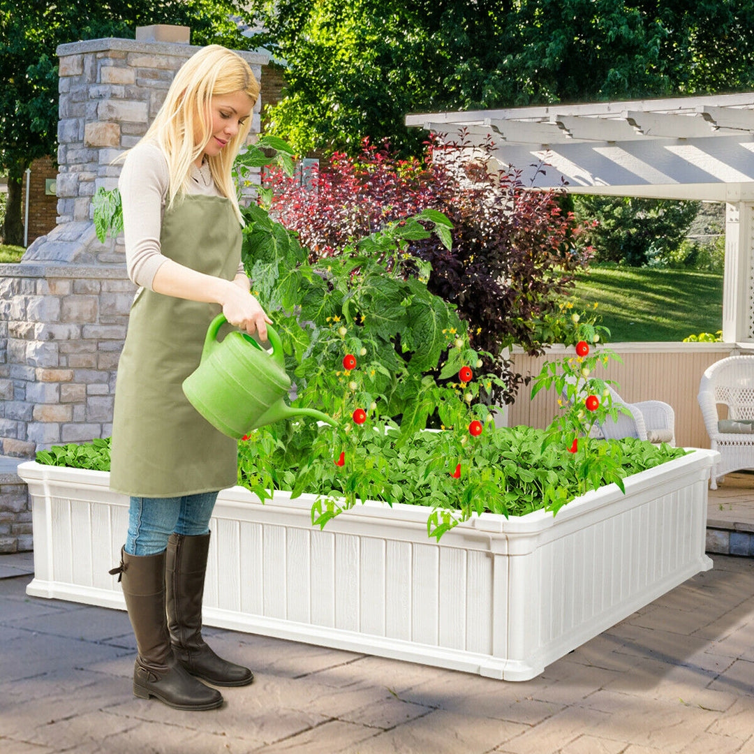 4 Pcs 48.5 Raised Garden Bed Square Plant Box Planter Flower Vegetable White Image 4