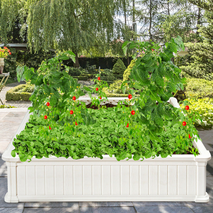 4 Pcs 48.5 Raised Garden Bed Square Plant Box Planter Flower Vegetable White Image 5