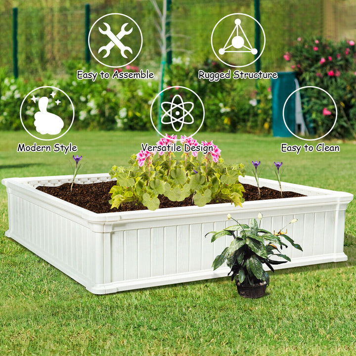 4 Pcs 48.5 Raised Garden Bed Square Plant Box Planter Flower Vegetable White Image 6