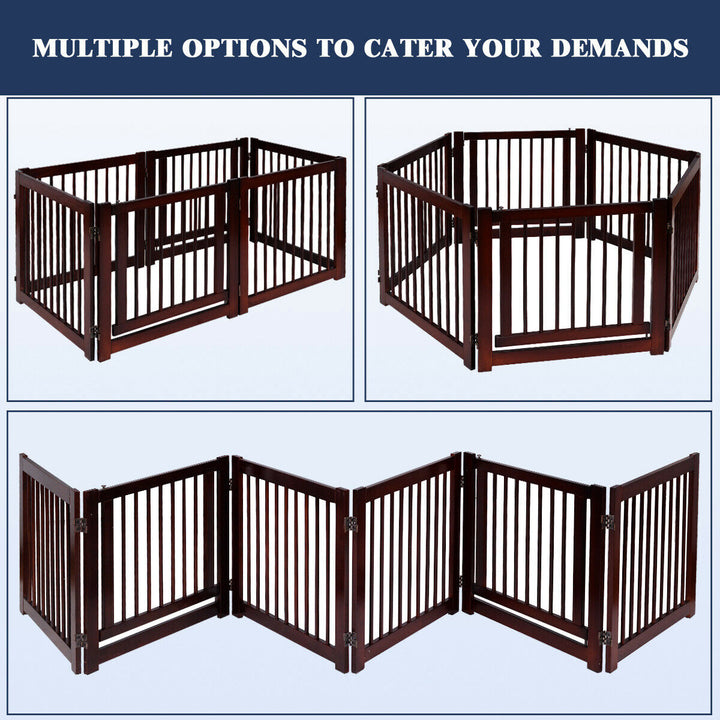 Folding Free Standing 3 Panel Wood Pet Dog Safety Fence Image 4