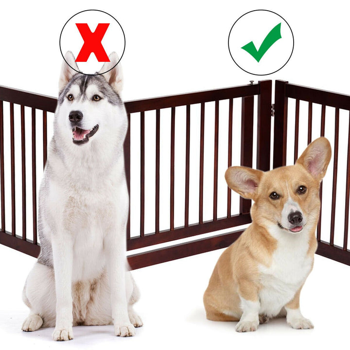 Folding Free Standing 3 Panel Wood Pet Dog Safety Fence Image 5