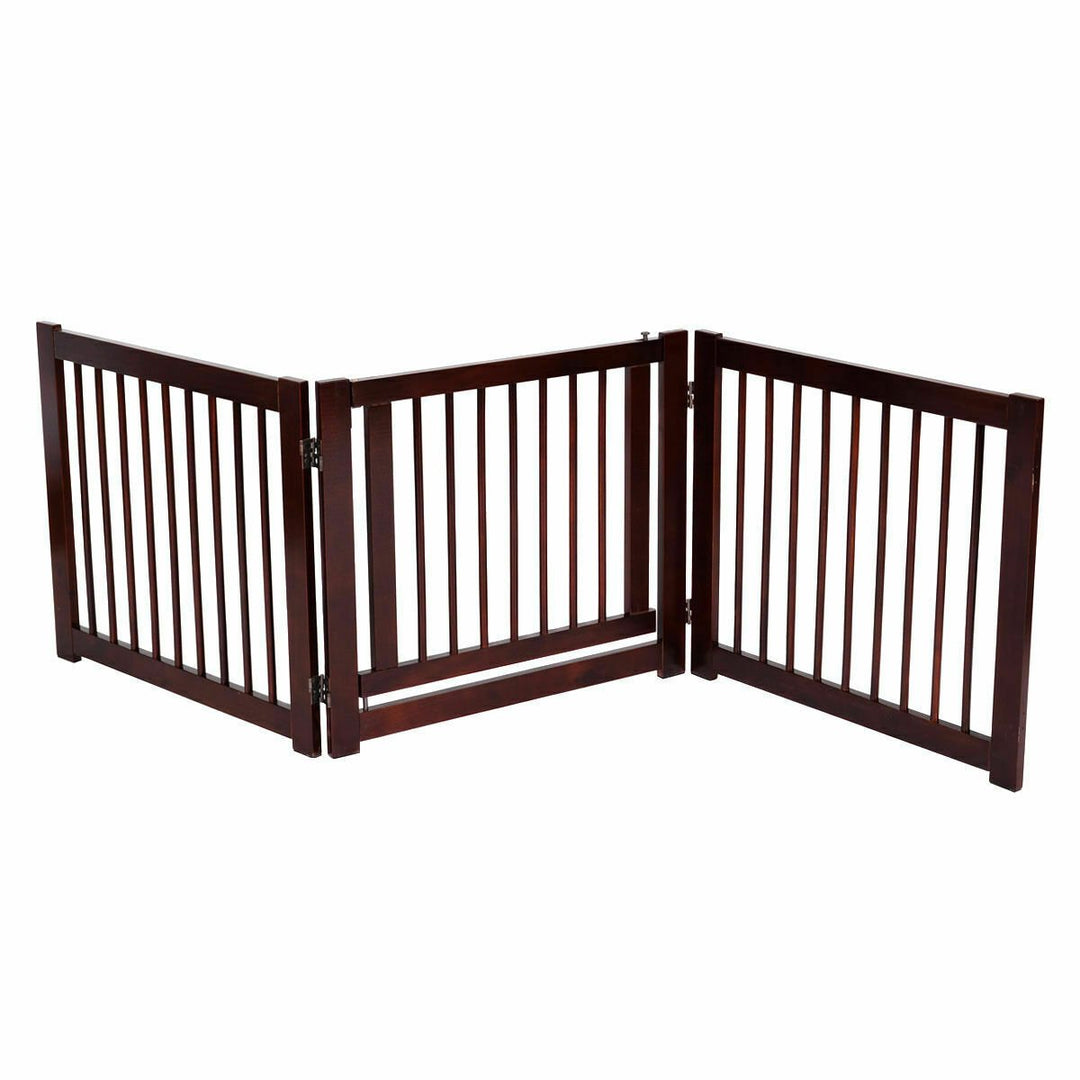 Folding Free Standing 3 Panel Wood Pet Dog Safety Fence Image 10