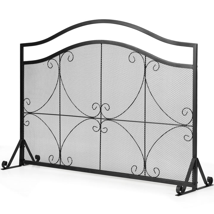 Single Panel Fireplace Screen Free Standing Spark Guard Fence for Baby Pet Safe Image 1