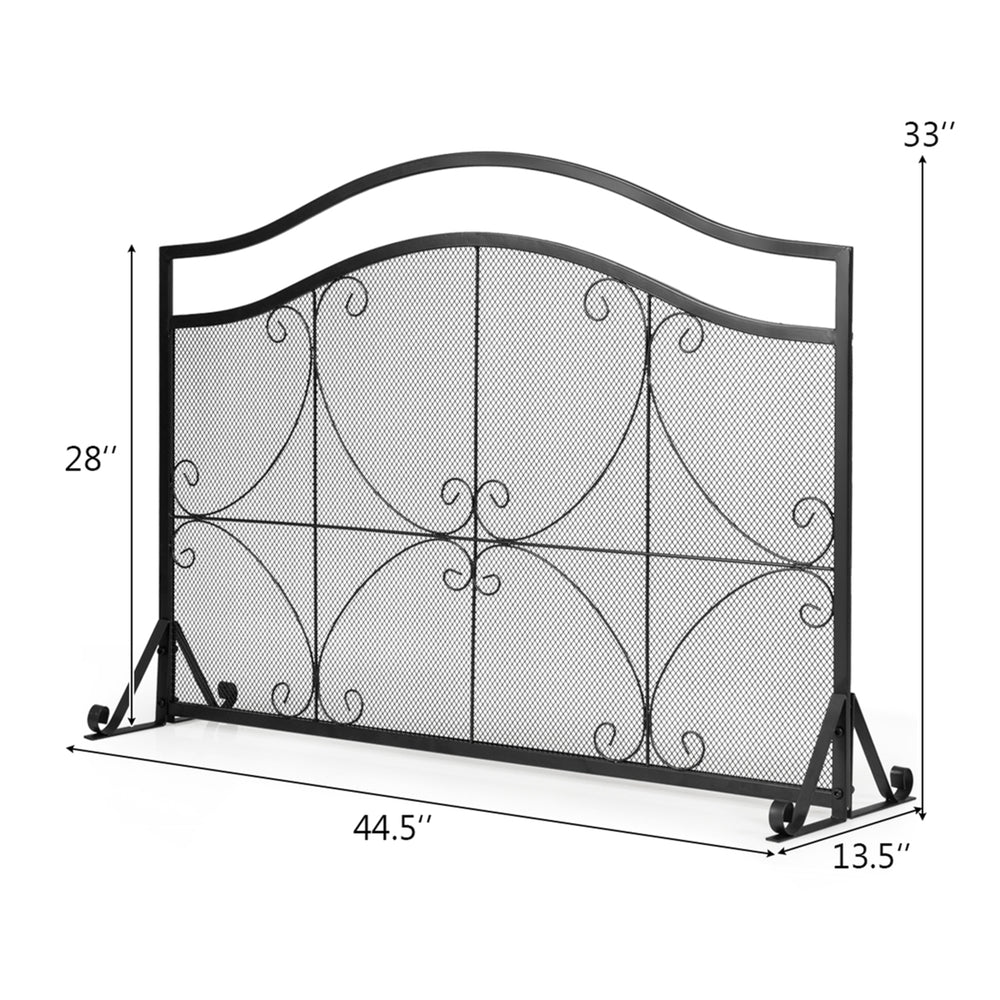 Single Panel Fireplace Screen Free Standing Spark Guard Fence for Baby Pet Safe Image 2