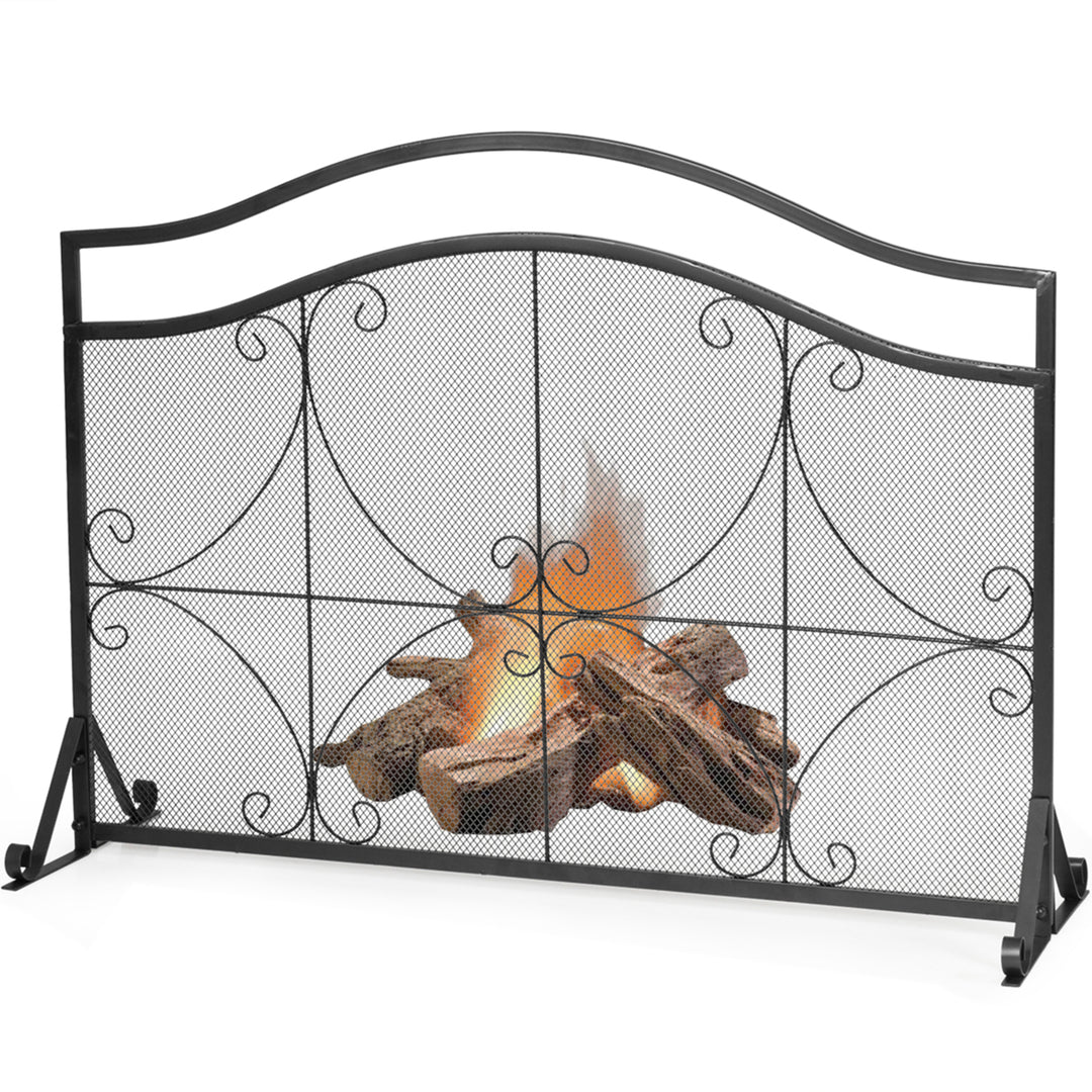 Single Panel Fireplace Screen Free Standing Spark Guard Fence for Baby Pet Safe Image 9