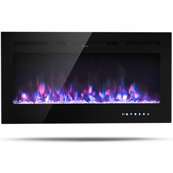 40 Electric Fireplace Recessed and Wall Mounted 750W/1500W W/ Multicolor Flame Image 1