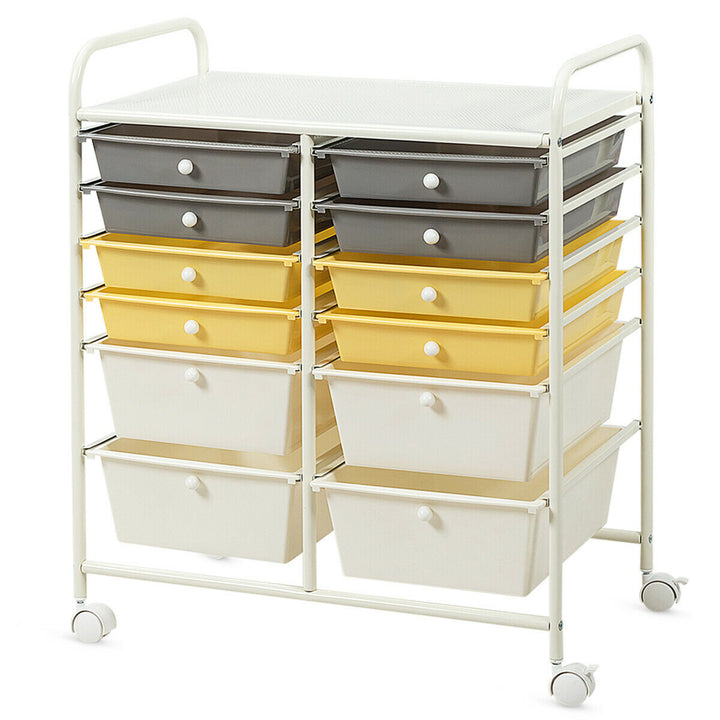 Office Rolling Cart 12 Storage Drawer Studio Organizer Bins Scrapbook Paper Image 1