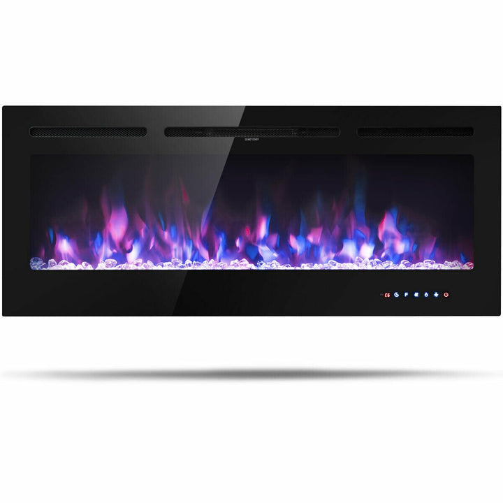 50 Electric Fireplace Recessed and Wall Mounted 750W/1500W W/ Multicolor Flame Image 1