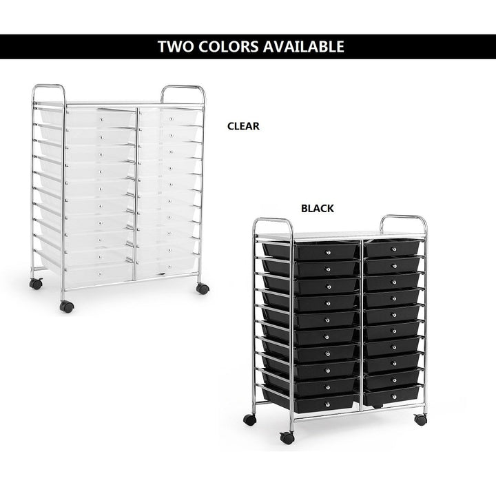 Office Rolling Cart 20 Storage Drawers Scrapbook Paper Studio Organizer Clear Black Image 1