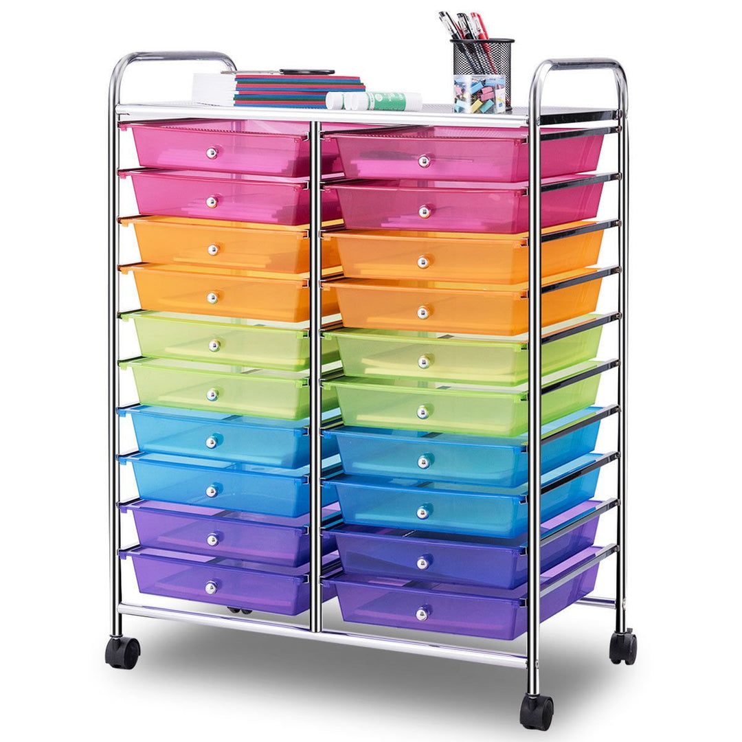 Office Rolling Cart 20 Storage Drawers Scrapbook Paper Studio Organizer Mutli Color Image 1