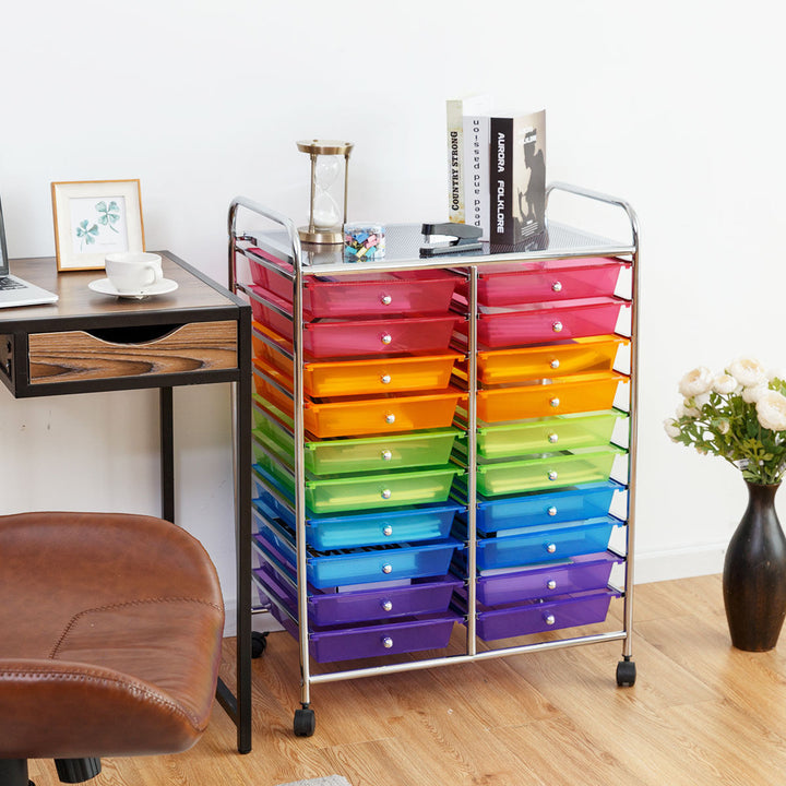 Office Rolling Cart 20 Storage Drawers Scrapbook Paper Studio Organizer Mutli Color Image 2