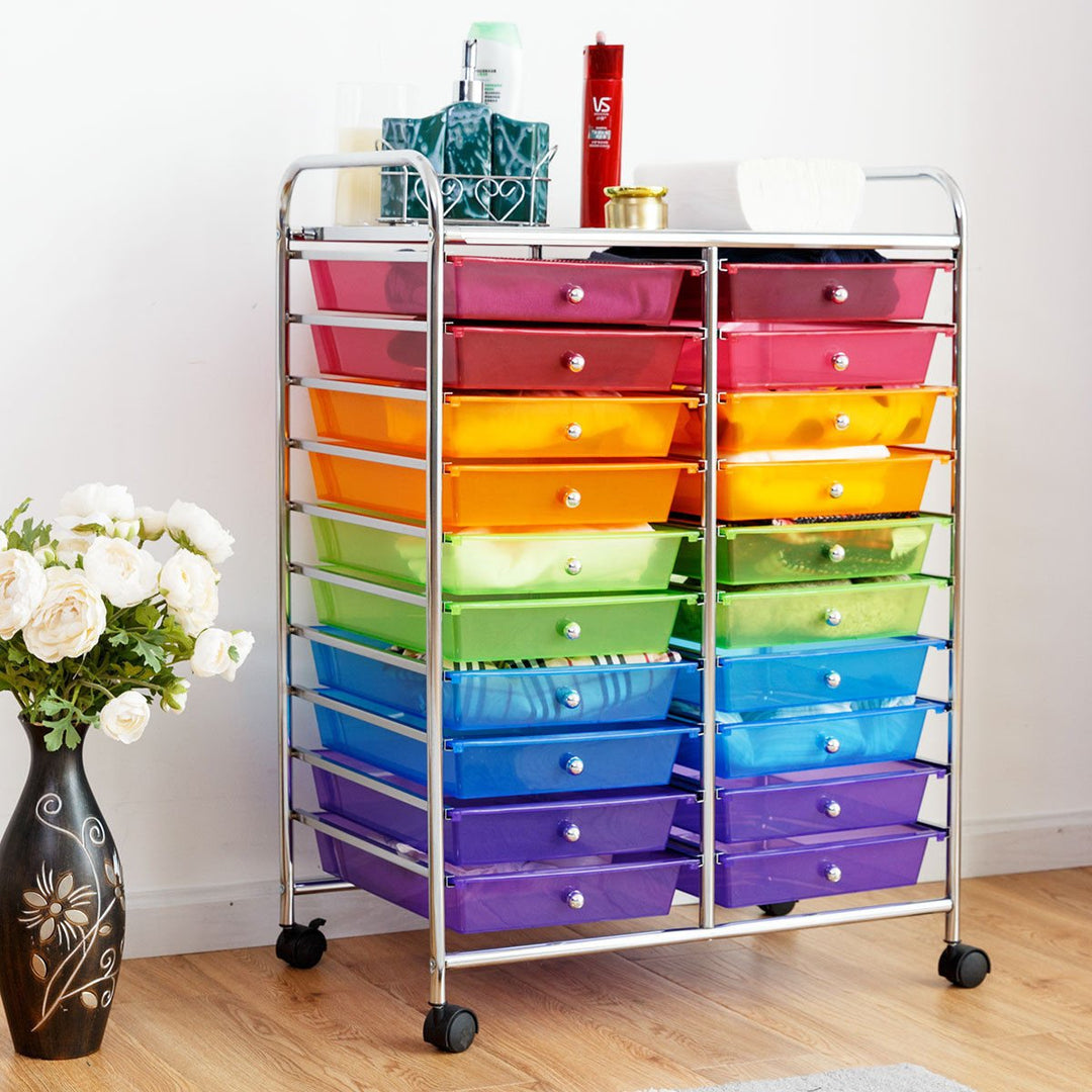 Office Rolling Cart 20 Storage Drawers Scrapbook Paper Studio Organizer Mutli Color Image 4