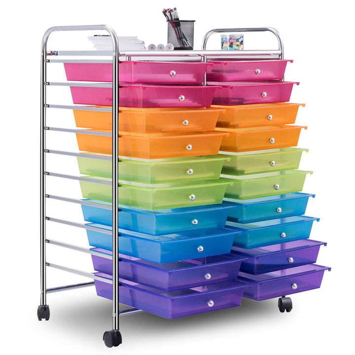 Office Rolling Cart 20 Storage Drawers Scrapbook Paper Studio Organizer Mutli Color Image 8