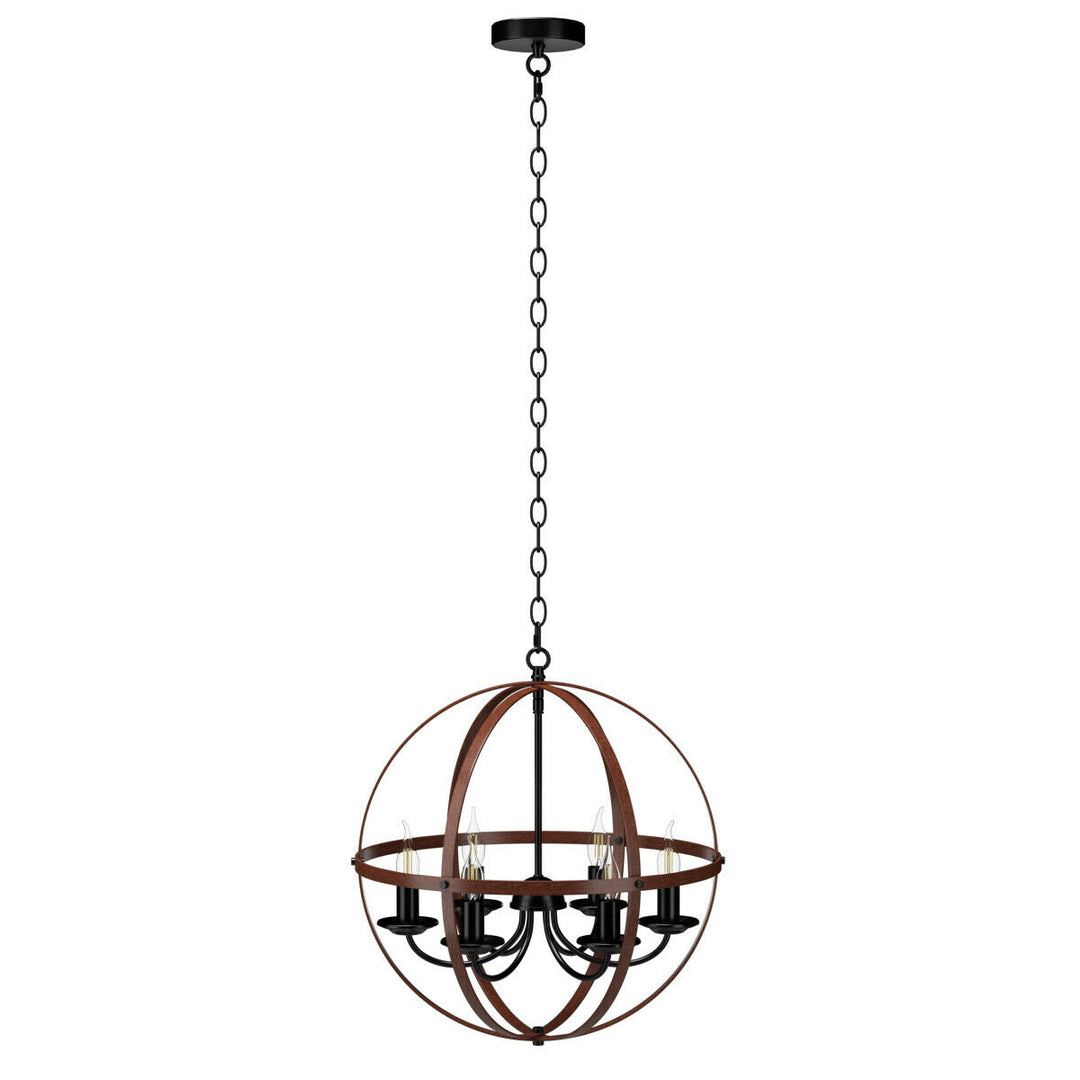 6-Light Orb Chandelier Rustic Vintage Ceiling Lamp w/Bronze Finish Light Fixture Image 10