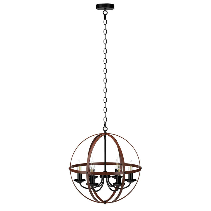 6-Light Orb Chandelier Rustic Vintage Ceiling Lamp w/Bronze Finish Light Fixture Image 10