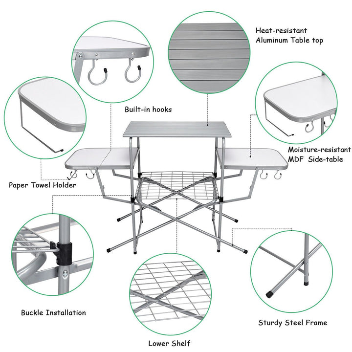 Portable Grilling Stand Folding BBQ Table Camping Table with Carrying Bag Image 4