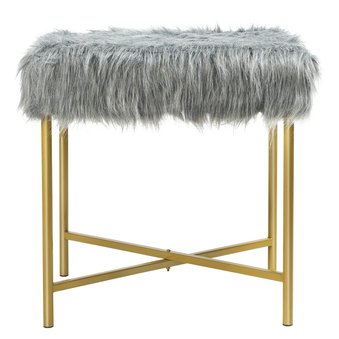 Decorative Ottoman Stool Footrest w/ Gold Metal Legs Image 4