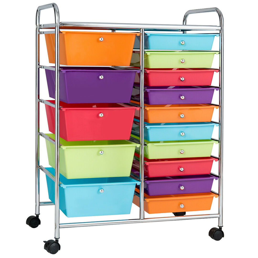 15 Drawer Rolling Storage Cart Opaque Multicolor Drawers Home Image 1