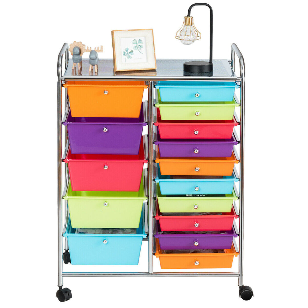 15 Drawer Rolling Storage Cart Opaque Multicolor Drawers Home Image 2