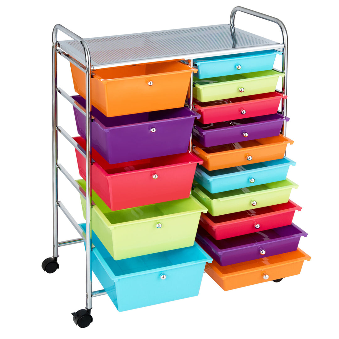 15 Drawer Rolling Storage Cart Opaque Multicolor Drawers Home Image 4