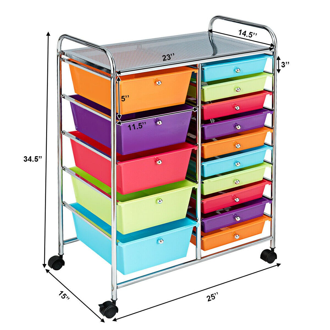 15 Drawer Rolling Storage Cart Opaque Multicolor Drawers Home Image 5