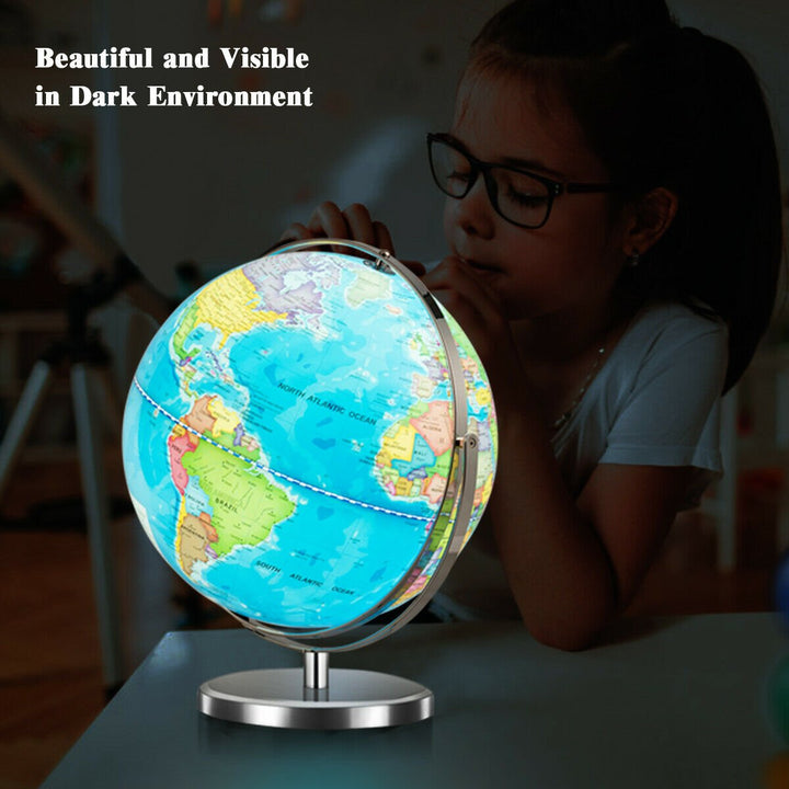 13" Illuminated World Globe 720 Degree Rotating Education Cartography Map W/ LED Image 3