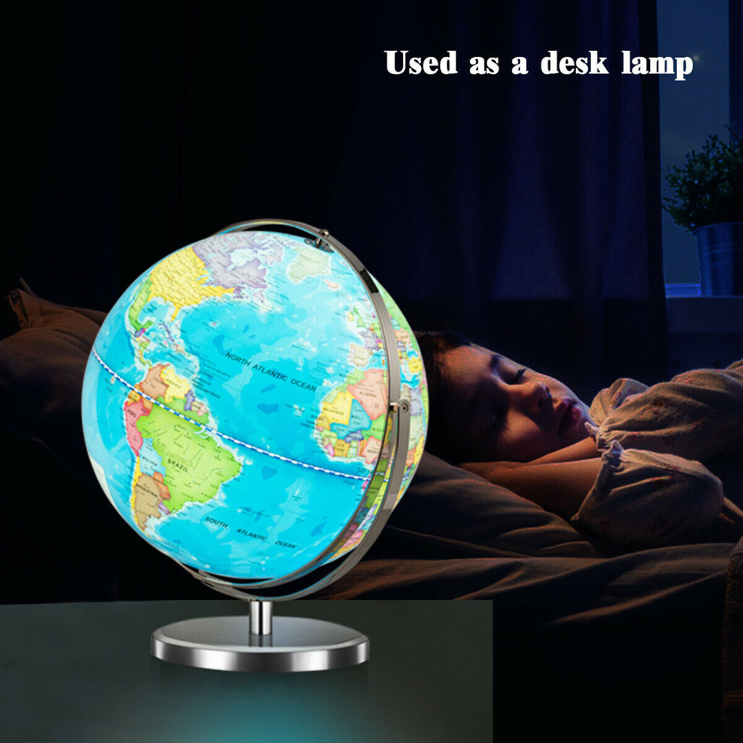 13" Illuminated World Globe 720 Degree Rotating Education Cartography Map W/ LED Image 4